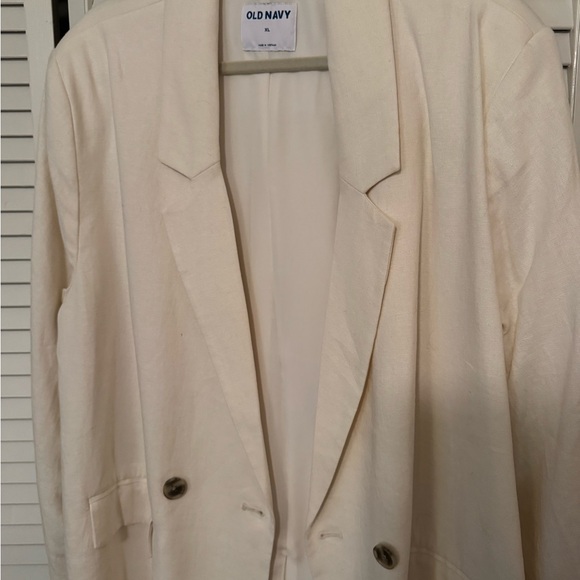 Old Navy Women's Off-White Linen Blazer - Picture 2 of 3